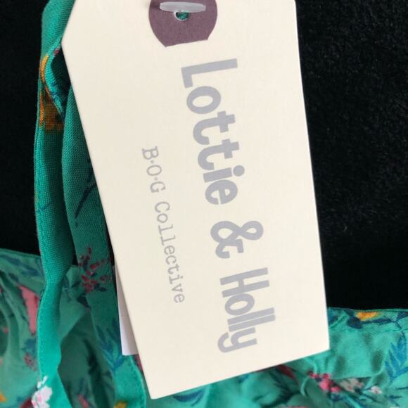 Lottie & Holly B.O.G Collective Green Floral Ruffle Dress Women's Size Large NWT - Picture 4 of 9